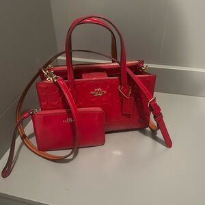 Coach Red Women's Handbag Set